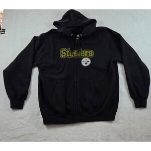Pittsburgh Steelers Full Zip Black Hoodie NFL Team Apparel Size L